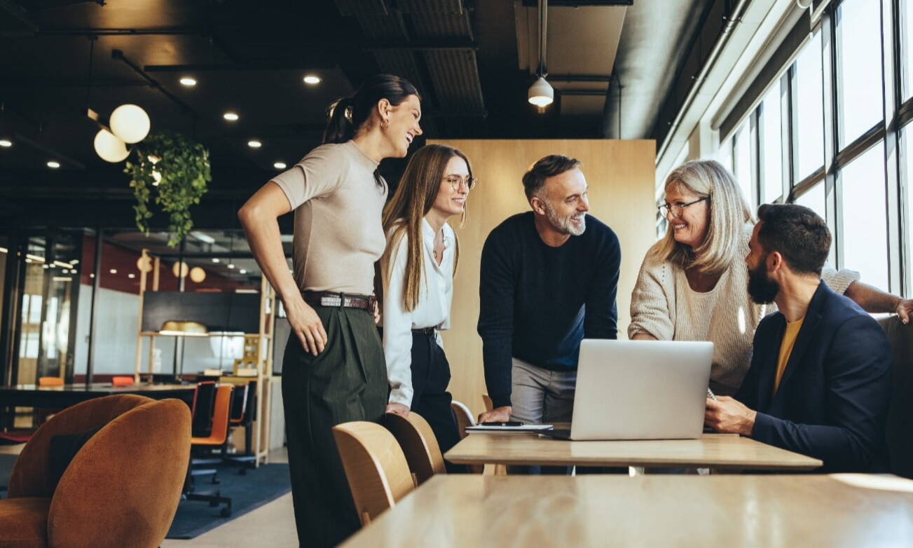 A team of people working together on a business strategy