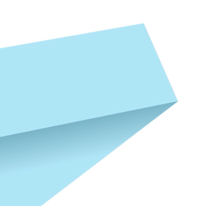 Straight light blue ribbon on white background.