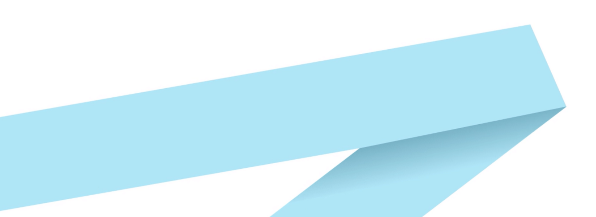 Straight light blue ribbon on white background.