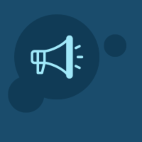 Mega phone icon on a dark blue background that shows a recruiter understanding clients company culture and values.