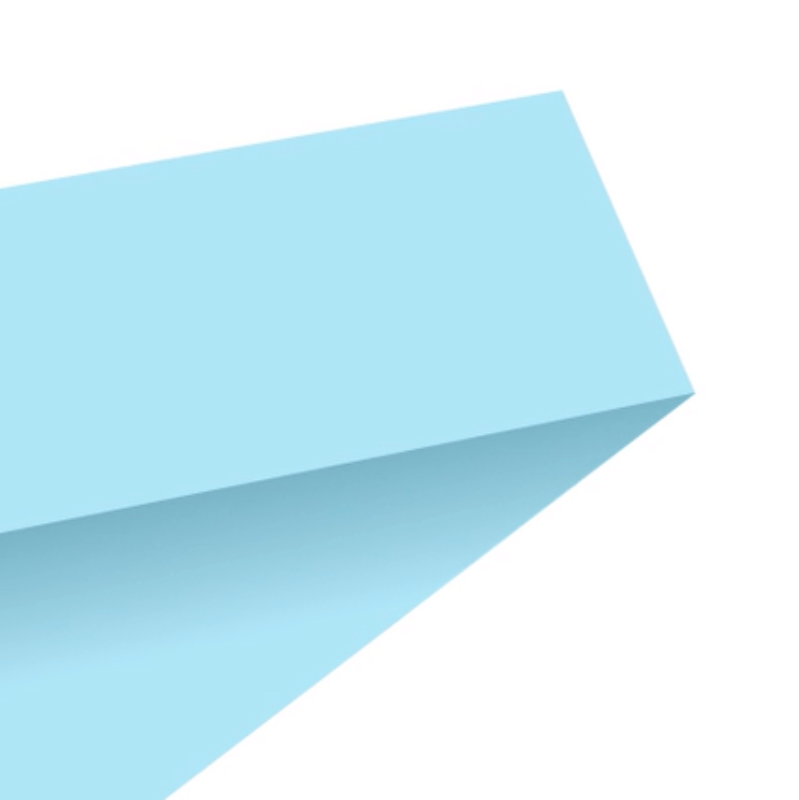 Straight light blue ribbon on white background.